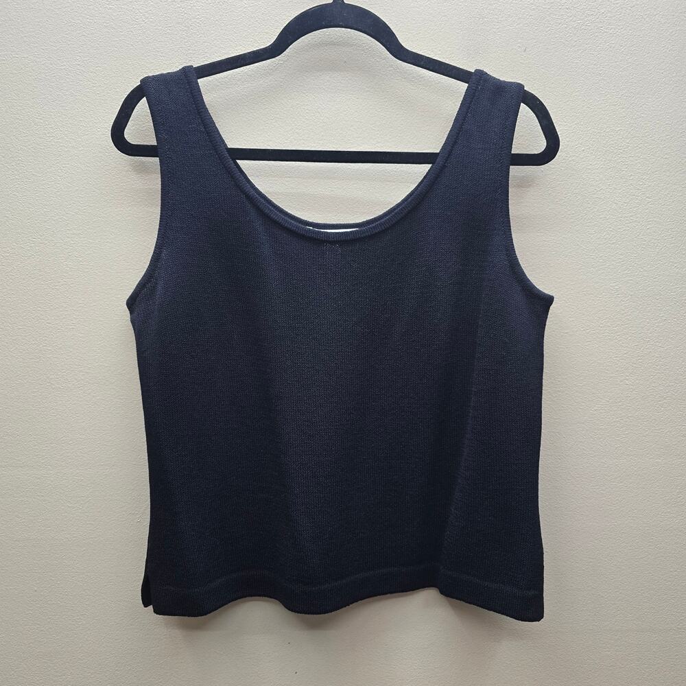 St. John Santana Knit Shell/Tank Medium Wool Blend Academia Old Money Black READ